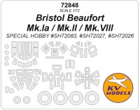 KV Models 72848 Bristol Beaufort Mk.Ia / Mk.II / Mk.VIII (SPECIAL HOBBY #SH72083, #SH72027, #SH72026) + маски на колеса GB 1/72