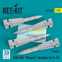 Reskit RS32-389 AIM-54C 'Phoenix' missiles for F-14 (4pcs.) 1/32
