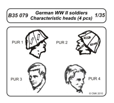 CMK B35079 German WWII soldiers-character. heads 4 pcs 1/35