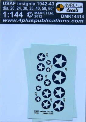 4+ Publications DMK-14414 1/144 Decals USAF insignia 1942-43 (2 sets)