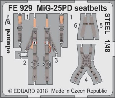 Eduard FE929 MiG-25PD seatbelts STEEL 1/48