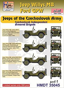 Hm Decals HMDT35045 1/35 Decals J.Willys MB/Ford GPW CZ Army Brigade