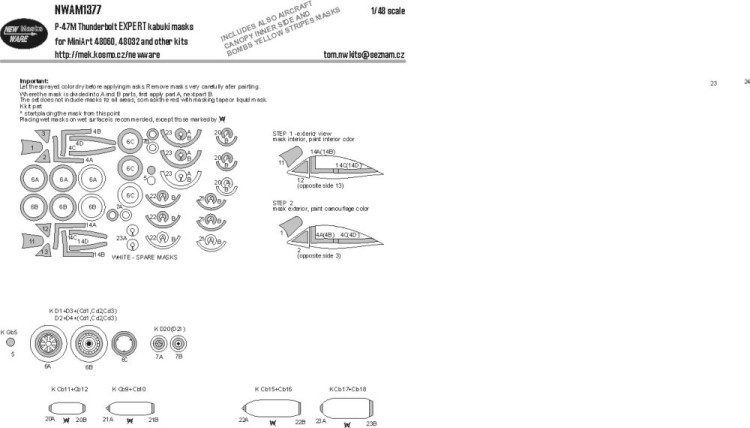 New Ware M1377 Mask P-47M Thunderbolt EXPERT (MINA) 1/48