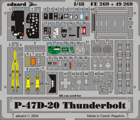 Eduard FE269 P-47D-20 1/48 фототравление Zoom Цветное