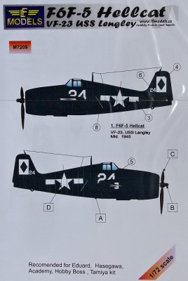 LF Model M7209 Mask F6F-5 Hellcat VF-23 USS Lengley 1/72