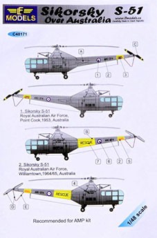 Lf Model C48171 Decals Sikorsky S-51 over Australia 1/48