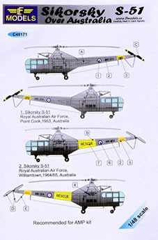 Lf Model C48171 Decals Sikorsky S-51 over Australia 1/48