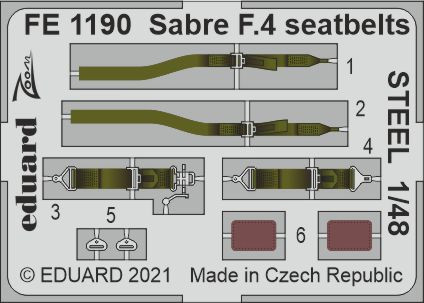 Eduard FE1190 Sabre F.4 seatbelts STEEL (AIRF) 1/48
