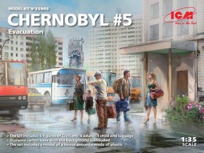 ICM 35905 Чернобыль №5. Эвакуация (4 взрослых, 1 ребёнок и багаж) 1/35