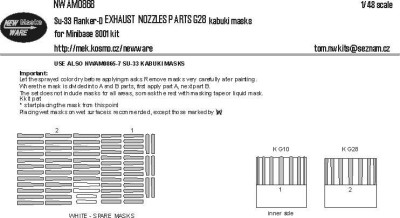New Ware NWA-M0868 Mask Su-33 Flanker-D EXH.NOZZLES G28 (MINIB.) 1/48