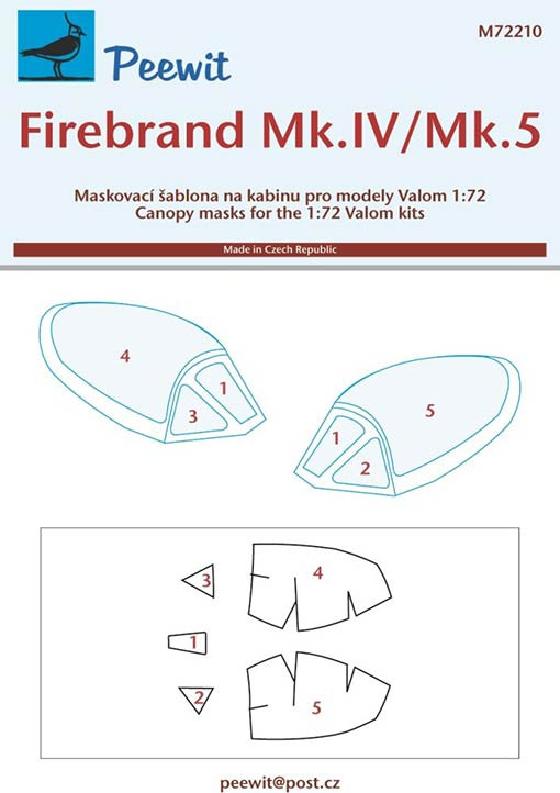 Peewit M72210 1/72 Canopy mask Firebrand Mk.IV/Mk.5 (VALOM)