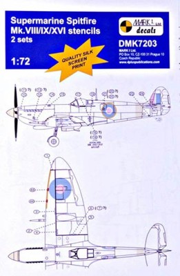 4+ Publications DMK-72003 1/72 Stencils S.Spitfire Mk.VIII/IX/XVI (2 sets)