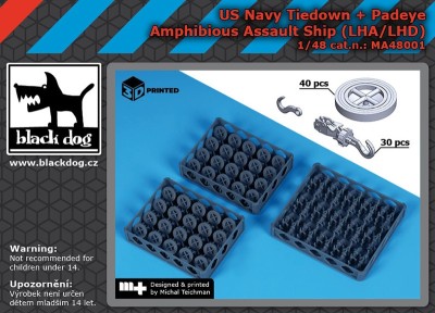 Black Dog MA48001 US NAVY tiedown + padaye (LHA/LHD) (3D-Printed) 1/48