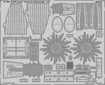 Eduard 481080 SET B-26K Invader exterior &amp; undercarriage (ICM) 1/48
