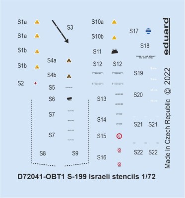 Eduard D72041 Decals S-199 Israeli stencils (EDU) 1/72