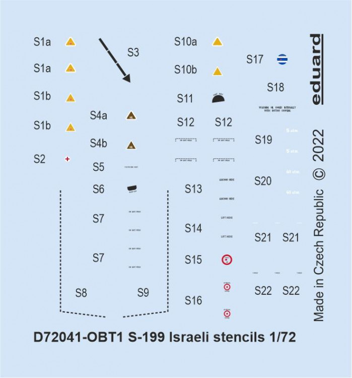 Eduard D7241 Decals S-199 Israeli stencils (EDU) 1/72