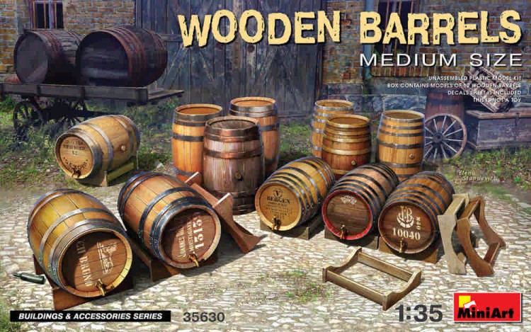 MiniArt 35630 Wooden Barrels - Medium Size (12 pcs.) 1/35