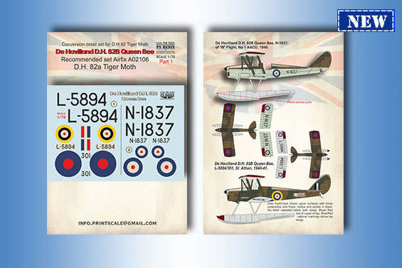 Print Scale PSR72002 DH 82b Queen Bee Part 1 The kit contains resin 3D and photo-etched parts, decal 1/72