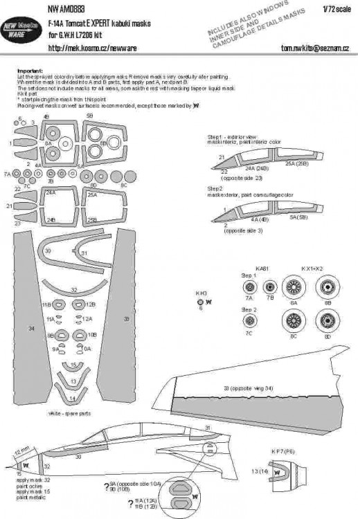 New Ware NWA-M0883 Mask F-14A Tomcat EXPERT (GWH L7206) 1/48