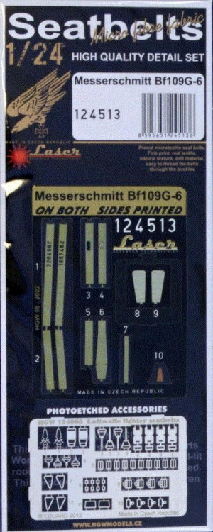 HGW 124513 Seatbelts Messerschmitt Bf 109G-6 (laser) 1/24