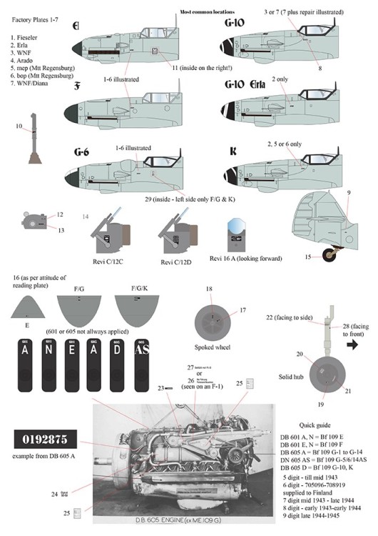 Aims AIMS32D034 Messerschmitt Bf-109 Data Plates and engine numbers 1/32