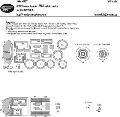 New Ware NWA-M0911 Mask B-26K Counter Invader BASIC (ICM) 1/48