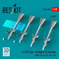 Reskit 48582 R-27ET (AA-10 Alamo-D) missiles (4 pcs.) 1/48