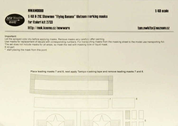 New Ware NWA-M0099 Mask H-21C Shawnee markings (ITALERI 2733) 1/48