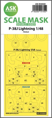 Art Scale 200-M48069 Lockheed P-38J Lightning wheels and canopy frame paint masks (inside and outside) 1/48