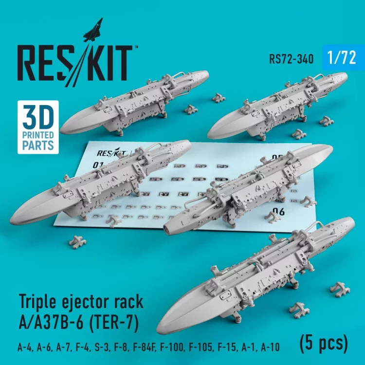Reskit 72340 Triple ejector rack A/A37B-6 (TER-7) (5 pcs.) 1/72