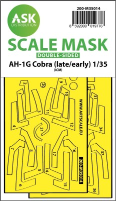 Art Scale 200-M35014 Bell AH-1G Cobra (early/late) canopy frame paint mask (inside and outside) 1/35