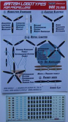 Kora Model DEC72199 British logotypes for propeller декали декали 1/72