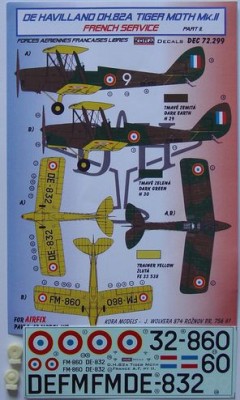 Kora Model DEC72299 DH.82A Tiger Moth French Service Pt.2 декали декали 1/72