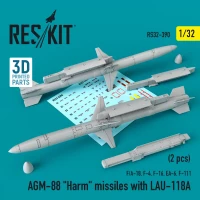Reskit RS32-390 AGM-88 'Harm' missiles w/ LAU-118A (2 pcs.) 1/32