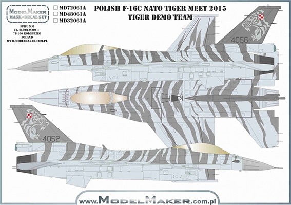 Model Maker Decals D48061A Polish Lockheed-Martin F-16C NATO Tiger Meet 2015 1/48