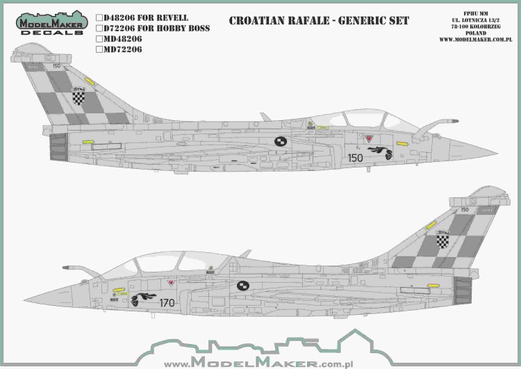 Model Maker Decals D48206 Croatian Dassault Rafale - Generic set 1/48
