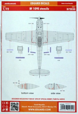 Eduard D72030 Decals Bf 109E stencils (SPHOB/TAM/AIRF) 1:72
