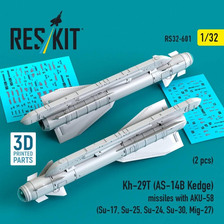 Reskit 32601 Kh-29T (AS-14B Kedge) missiles w/ AKU-58 (2x) 1/32