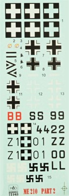 HAD 72163 Decal Messerschmitt 210 A-1/Ca-1 Part 2 1/72
