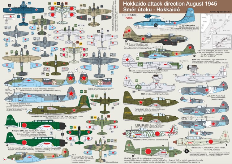 DP Casper DPC72055 Hokkaido attack direction, August 1945 декаль 1/72