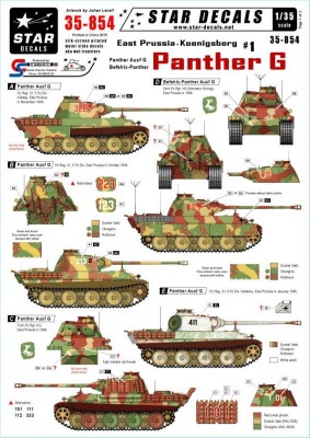 Star Decals STAR35854 East Prussia/Koenigsberg #1. Panther Ausf.G Panther Ausf.G, Befehls-Panther Ausf.G (R01 with upgraded layout on the numbers) 1/35