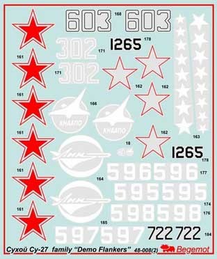 Begemot Decals 48-008 Cухой Су-27 “Flanker family” Demo aircrafts 1/48