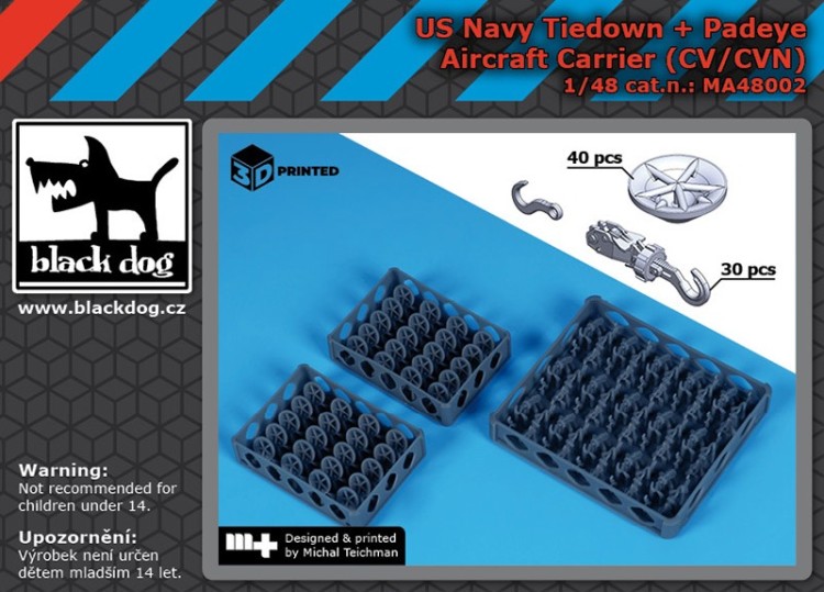 Black Dog MA48002 US NAVY tiedown+padaye (CV/CVN) (3D-Printed) 1/48