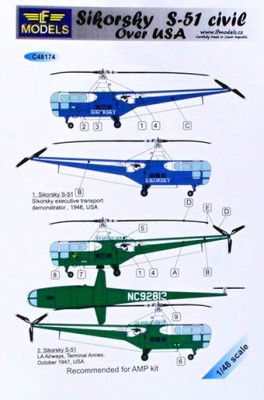 Lf Model C48174 Decals Sikorsky S-51 civil over USA 1/48