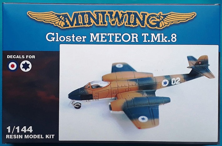Miniwing MINI085 Gloster Meteor F.8 with decals for IAF '02' 117 Tajeset 'Hasilon Harishona' Ramat David, 1960 and RAF WK803-V no 56 Squadron RAF Waterbeach 1953 1/144