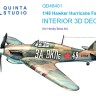Quinta Studio QD48401 Hawker Hurricane (HobbyBoss) 3D Декаль интерьера кабины 1/48