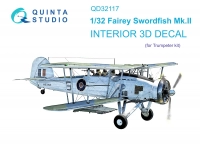 Quinta studio QD32117 Fairey Swordfish Mk.II (Trumpeter) 3D Декаль интерьера кабины 1/32