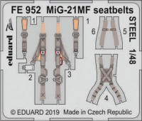 Eduard FE952 1/48 MiG-21MF seatbelts STEEL (EDU)