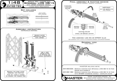 Master (Pl) 48184 Spandau LMG 08/15 w/ LONG charg.handle (2x) 1/48