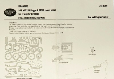 New Ware NWA-M0100 Mask MiG-23M Flogger-B BASIC (TRUMP 02853) 1/48